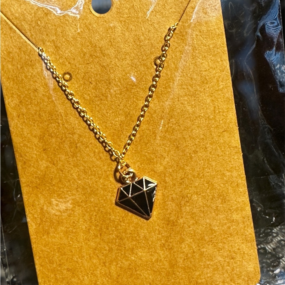 Black and Gold Diamond Pendant Necklace